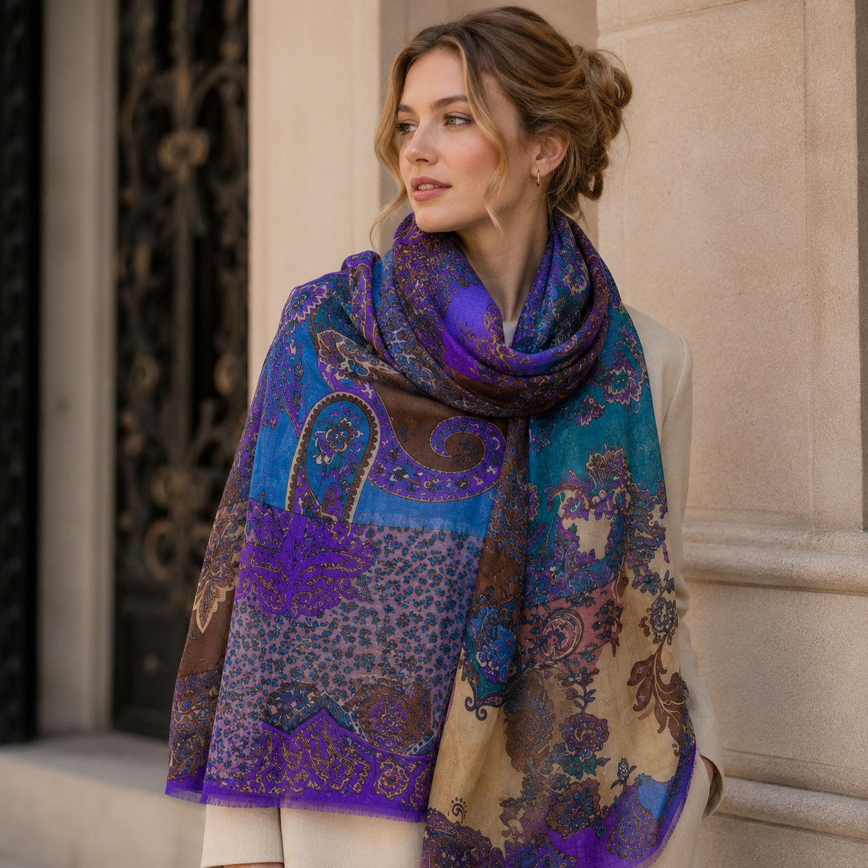 Digital Print Wool Scarf/Shawl 277